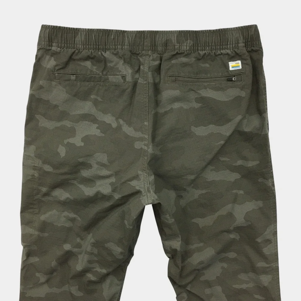 Vuori Mens Ripstop Camo Climber Pants Green Large Elastic Waist Drawstring V412